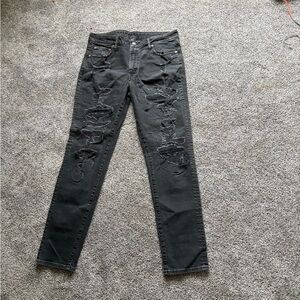 American Eagle Outfitters Black Distressed Skinny Jeans